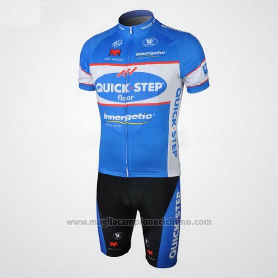 2010 Abbigliamento Ciclismo Quick Step Floor Celeste Manica Corta e Salopette